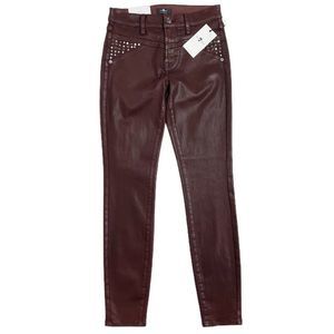 7 For All Mankind The Skinny Studded Coated Jean Coco Brown 27 NWT